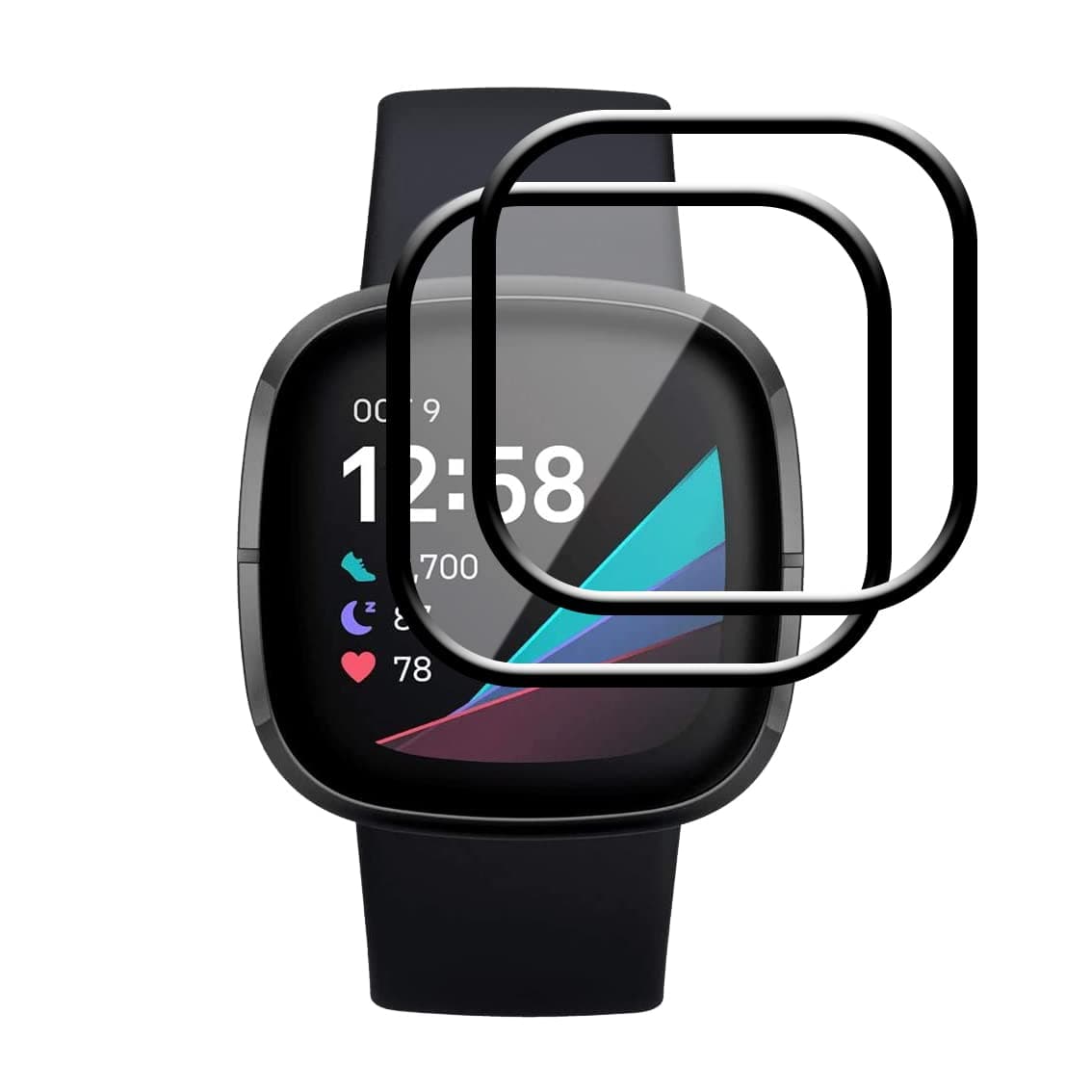 FiiMoo Screen Protector for Fitbit Sense 2/Fitbit Versa 4/Fitbit Versa 3, [2 Pack] [3D Full Coverage] [5H Hardness] [Case Friendly] [Ultra-Clear] [Anti-scratch], Protector Film