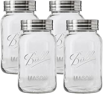Ball Regular Mouth Glass Mason Jars with Lids and Bands, Used for Canning (Quart, 32 Ounce (Pack of 4))