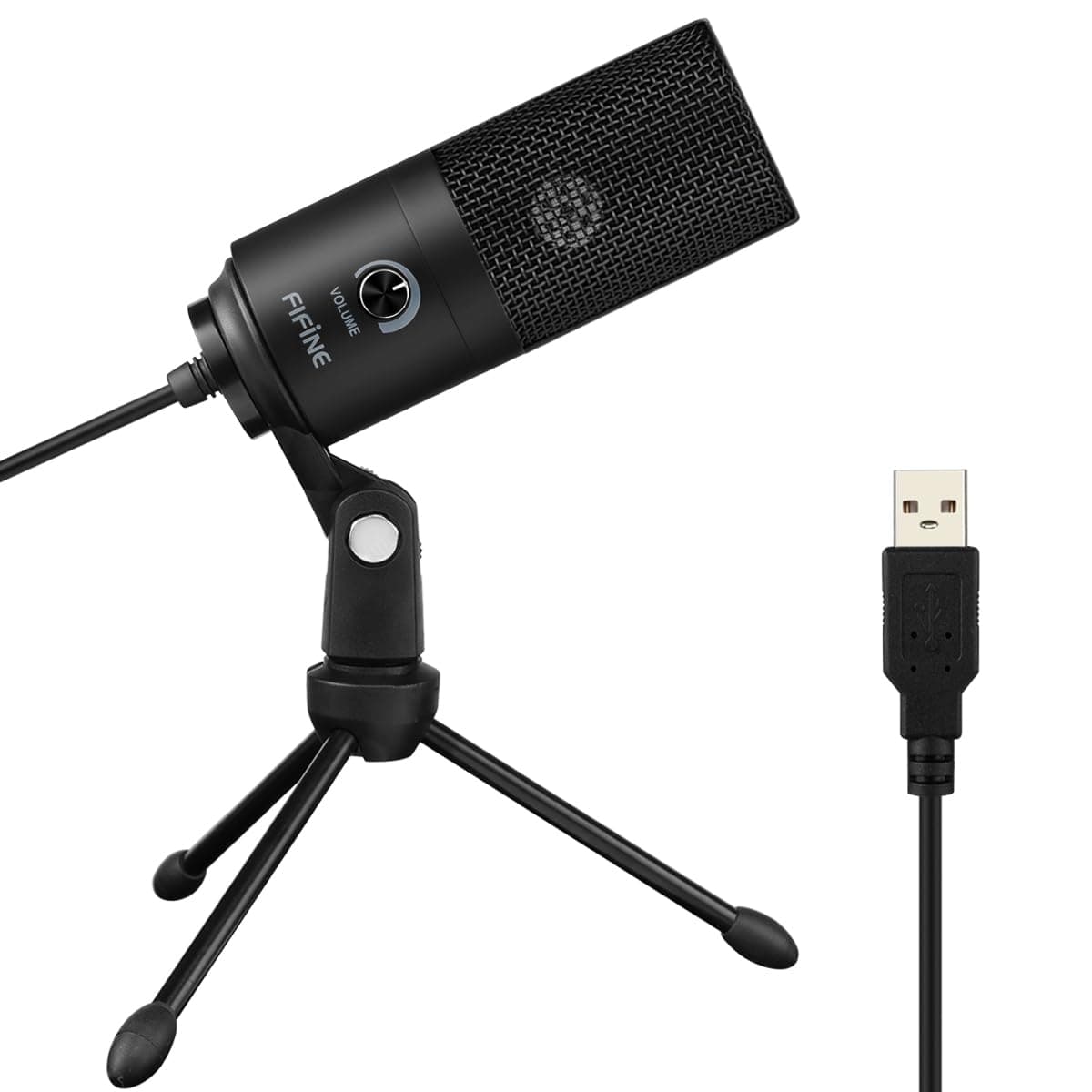 FIFINE USB Microphone, Metal Condenser Recording Microphone for Laptop MAC or Windows Cardioid Studio Recording Vocals, Voice Overs,Streaming Broadcast and YouTube Videos-K669B,Black