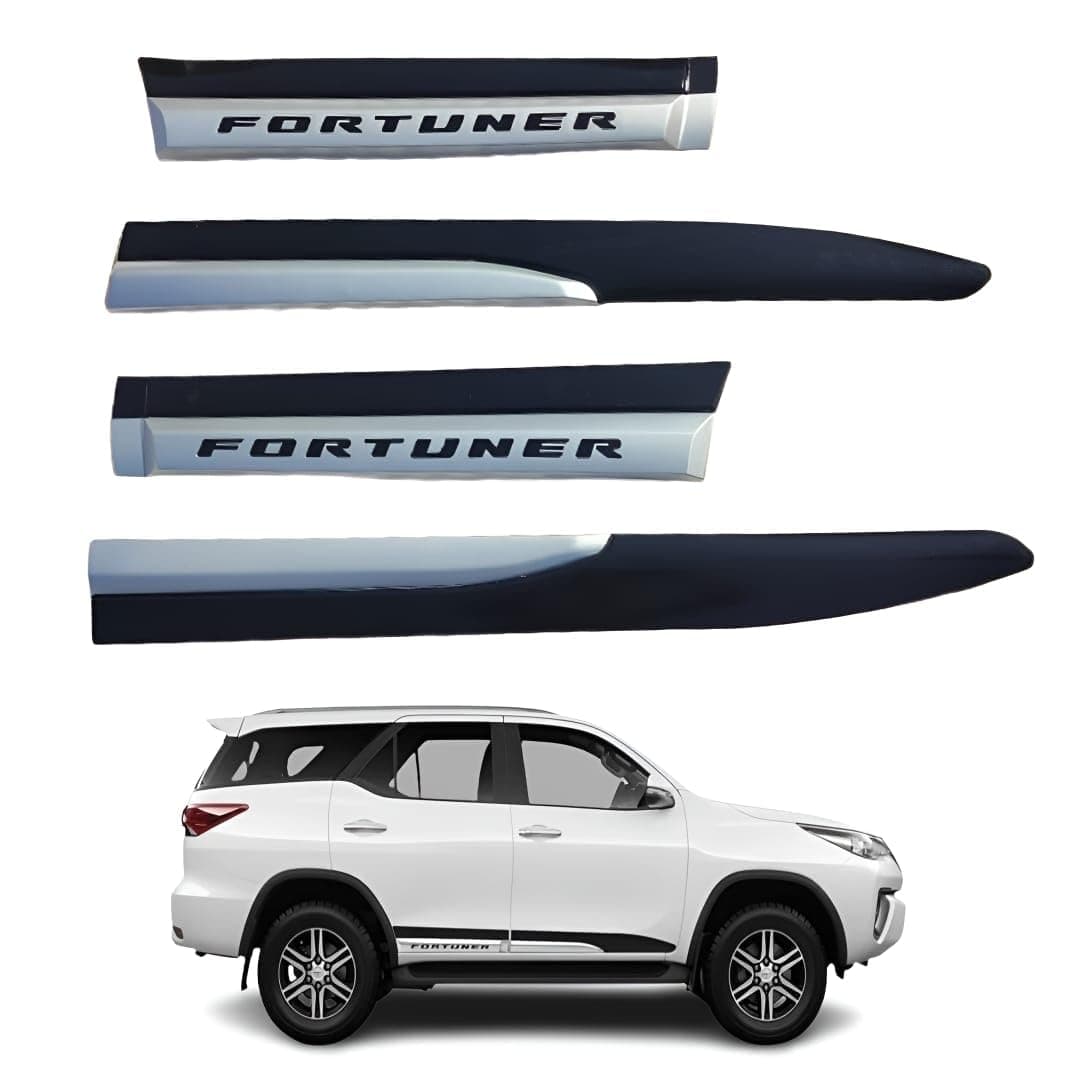 Side Beading | Side Cladding | Door Protector for Fortuner 2016 – Set of 4 | Stylish & Durable Car Side Moulding & Garnish