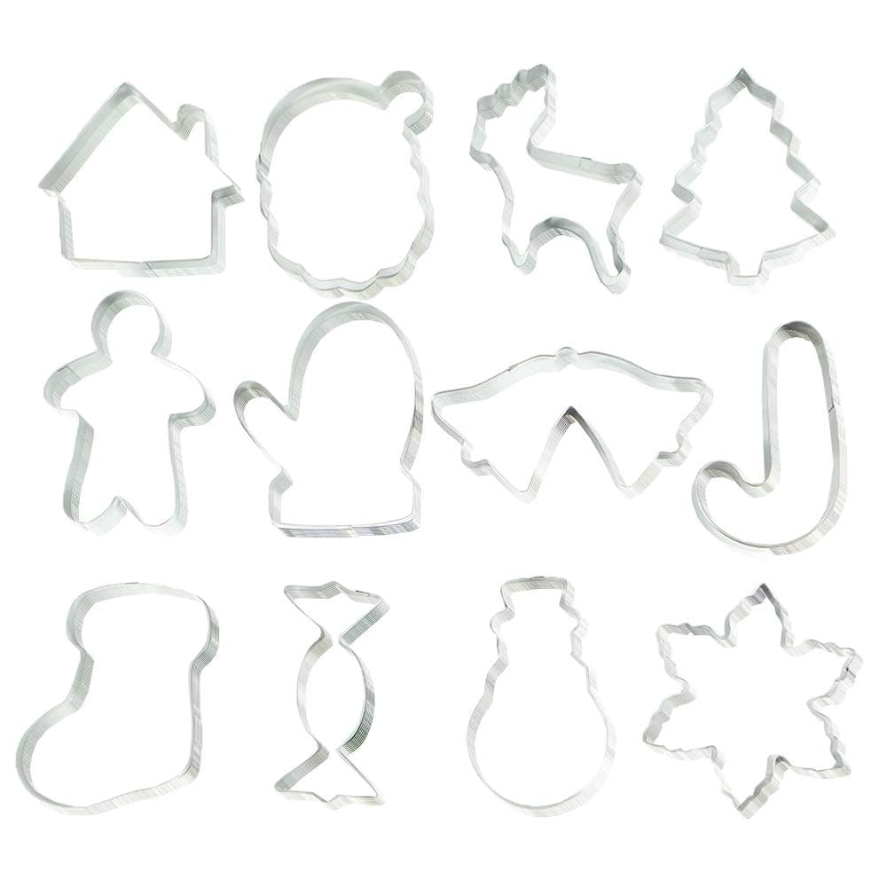 Christmas Cookie Cutter Set - 12 Piece Cutters Molds Include Snowflake, Reindeer, Gingerbread Men, Christmas Tree, Snowman, Santa ect