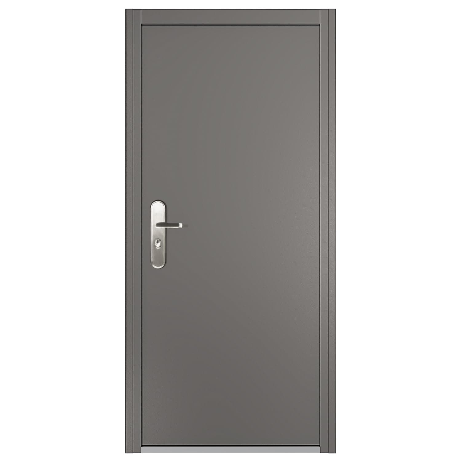 Quick Mount Steel Security Door with Frame and Hardware, Gray Right Side-Hinged Inward, 39 9/16" - 41 7/8" Width Adjustable, 83 1/2" Height