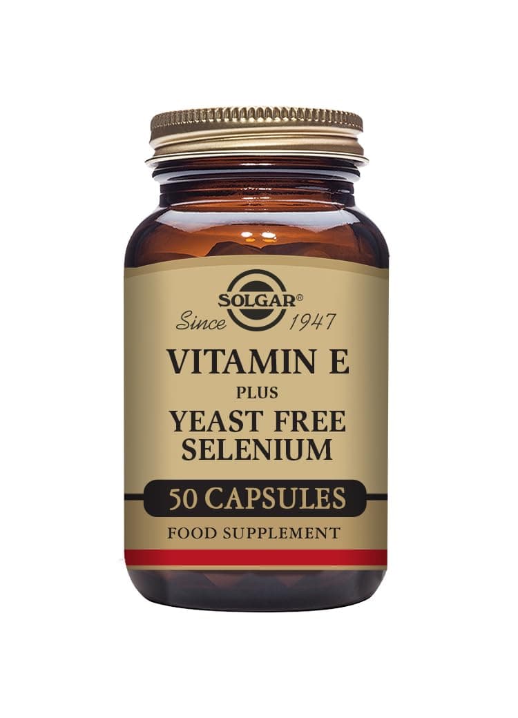 Vitamin E with Yeast Free Selenium - Supports Immune System & Metabolism - Protects Against Oxidative Stress - Daily Health Supplement - for Hair and Nails - Vegetable Capsules - Pack of 50