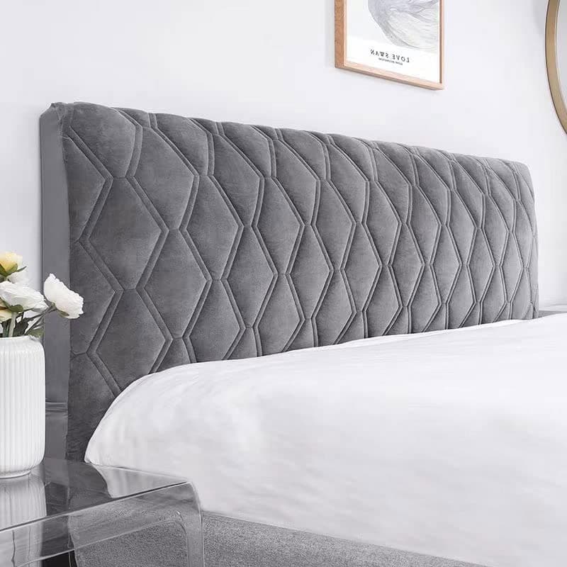 uyeoco Stretch Bed Headboard Slipcover,Solid Color Quilting Bed Head Cover, Dustproof Protector Cover For Bedroom Decor For Full Queen California Large King (Color : Dark gray, Size : 100cm)