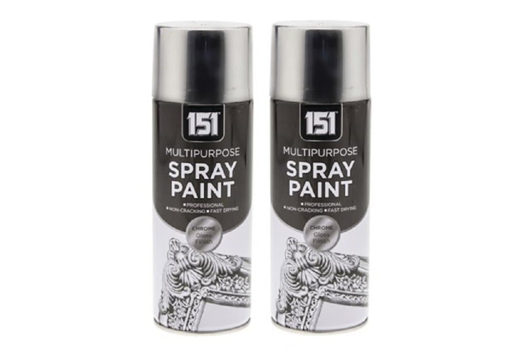 2 X 400ml (14 floz) Chrome Finish Gloss Effect Spray Paint Quality Mirror Finish 151 Auto Car DIY