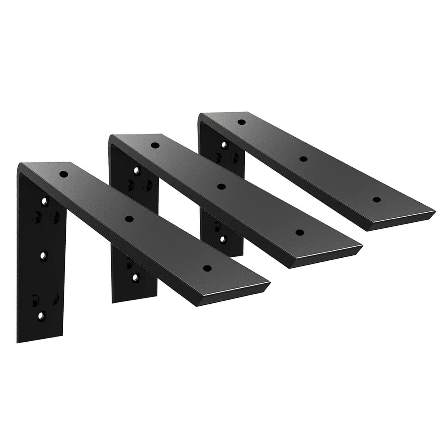 WINKER Countertop Support Bracket 3 Pack Heavy Duty 3/8" Thick Hidden L Shelf Bracket 10" x 6" x 2.5" Metal Corbels for Quartz/Granite/Wood/Concrete/Laminate Countertops, Black