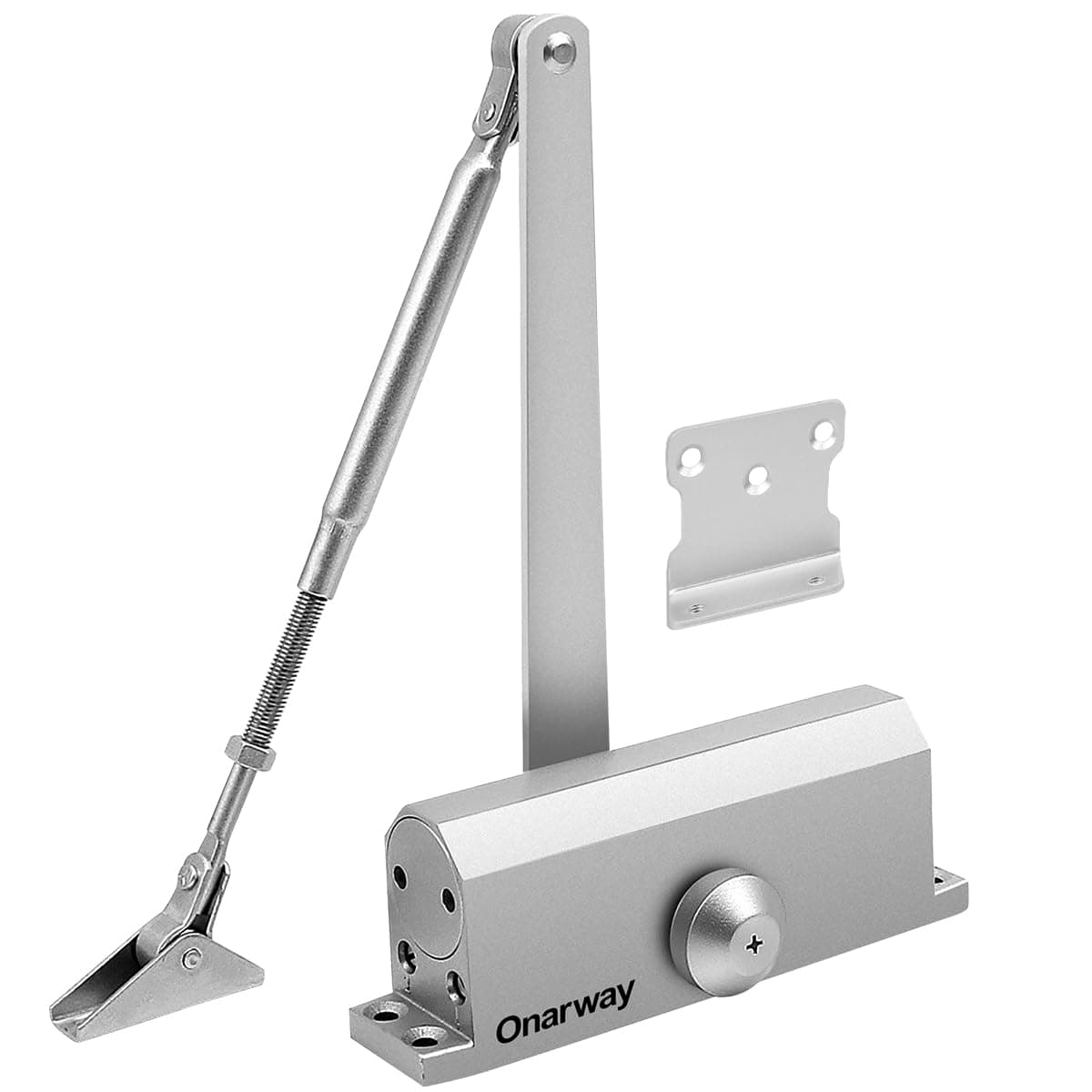 Onarway Adjustable Automatic Size 3 Spring Hydraulic Door Closer/Closure for Residential and Commercial Use with Fitting Template for Middle-Weight Door(Aluminum Alloy)