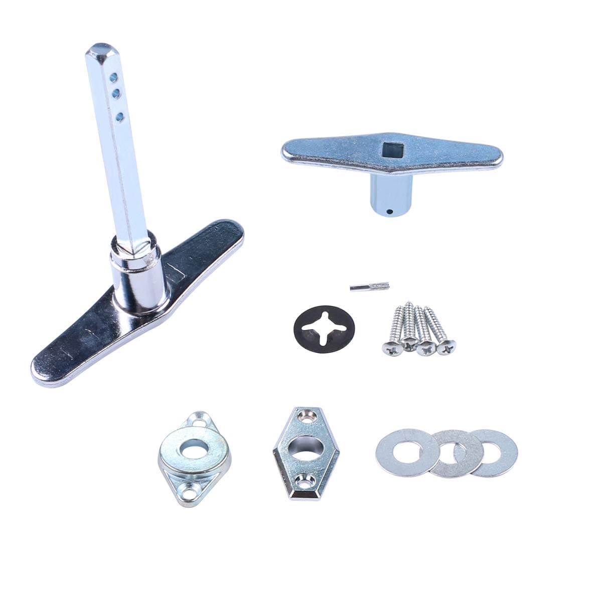 Garage Door Lock Dummy T Handle Assembly Non-Locking Door Hardware Kit (Without Keys) Chrome Plated