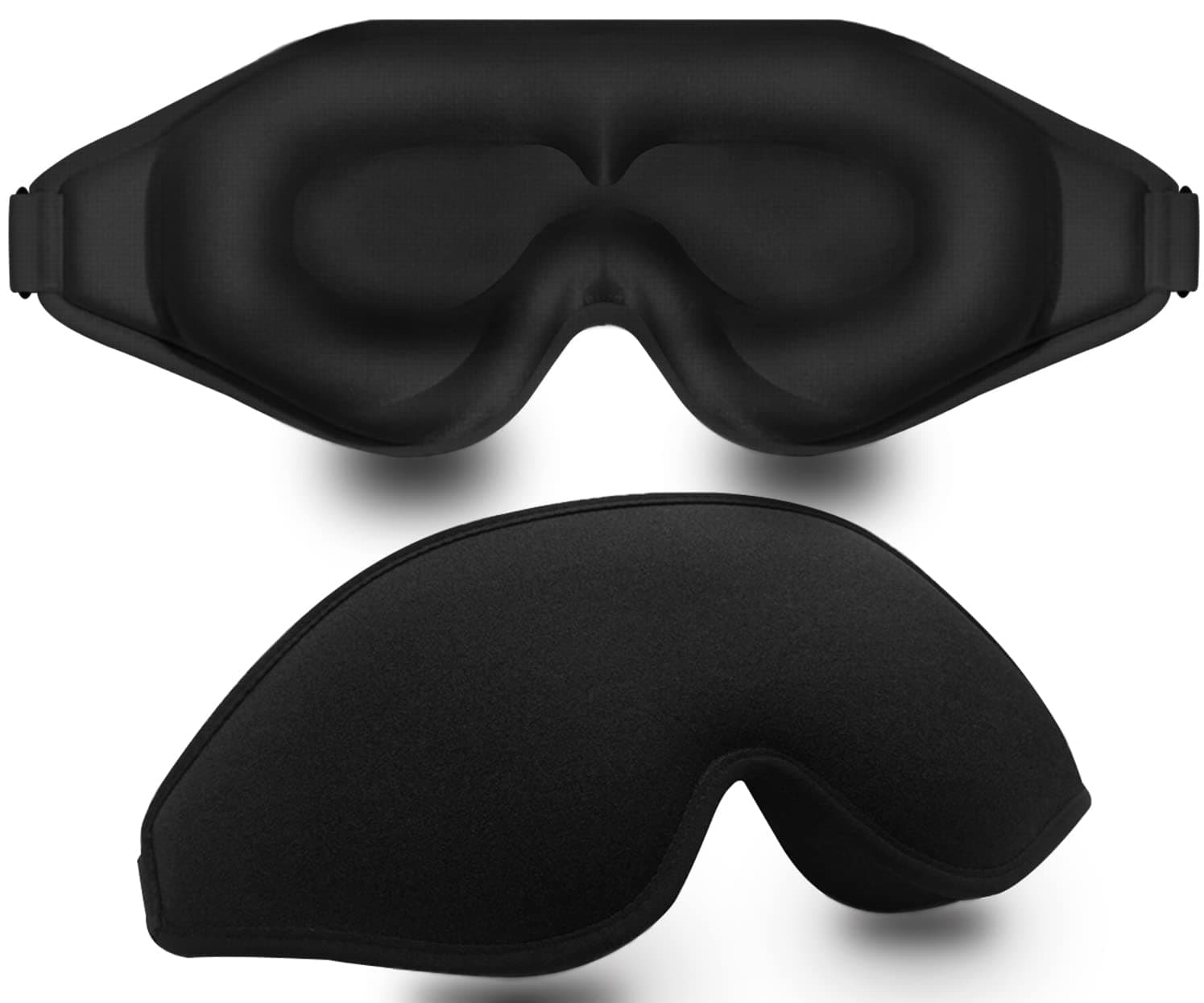 Sleep Mask, 3D Deep Contoured Eye Covers for Sleeping, 99% Block Out Light Eye Mask, Zero Eye Pressure Cup Blindfold for Men Women, with Adjustable Strap for Sleeping, Yoga, Traveling (Black)