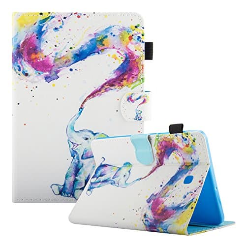 Dteck Samsung Galaxy Tab S2 8.0 Case - PU Leather Protective Wallet Case Card Slots Stand Folio Case Cover with Auto Sleep/Wake for Galaxy Tab S2 Tablet (8.0 inch, SM-T710 T715 T713),Rainbow Elephant