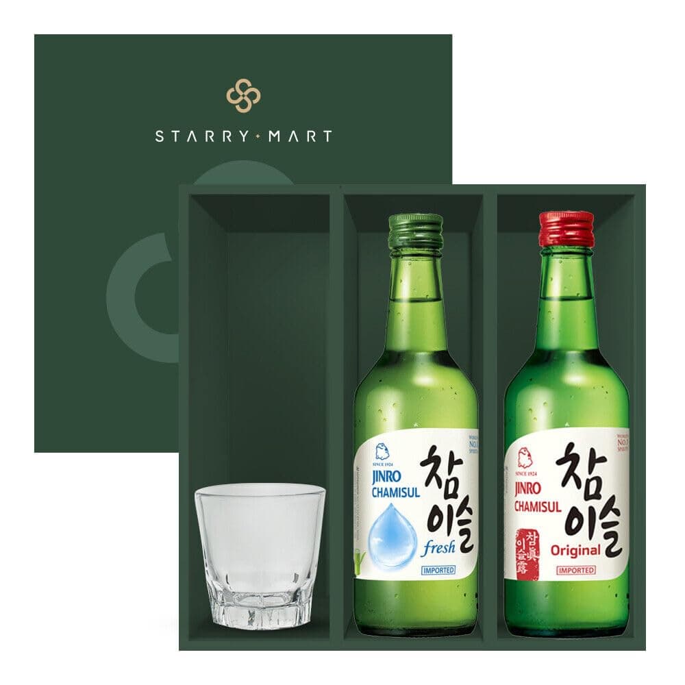 Jinro Chamisul Soju Gift Box Set - Classic 350ml alc 20.1% & Fresh 350ml 16.5% alc