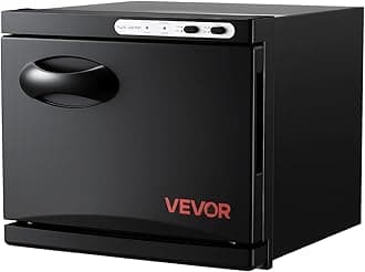 VEVOR Hot Towel Warmer, 8L Small Towel Warmer Cabinet with Clip & Stainless Steel Rack, Holds up 12 Towels, Portable All-Round Heating Cabinet for Spa, Barber, Manicures, Massage, Salon, Black