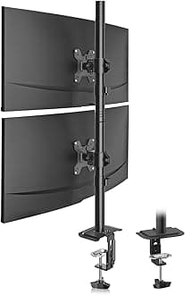 Dual LED LCD Monitor Stand up Desk Mount for 2 / Two Screens up to 32 inch Extra Tall 31.5" Pole Heavy Duty Fully Adjustable Stand Vertical Array (MD6802)