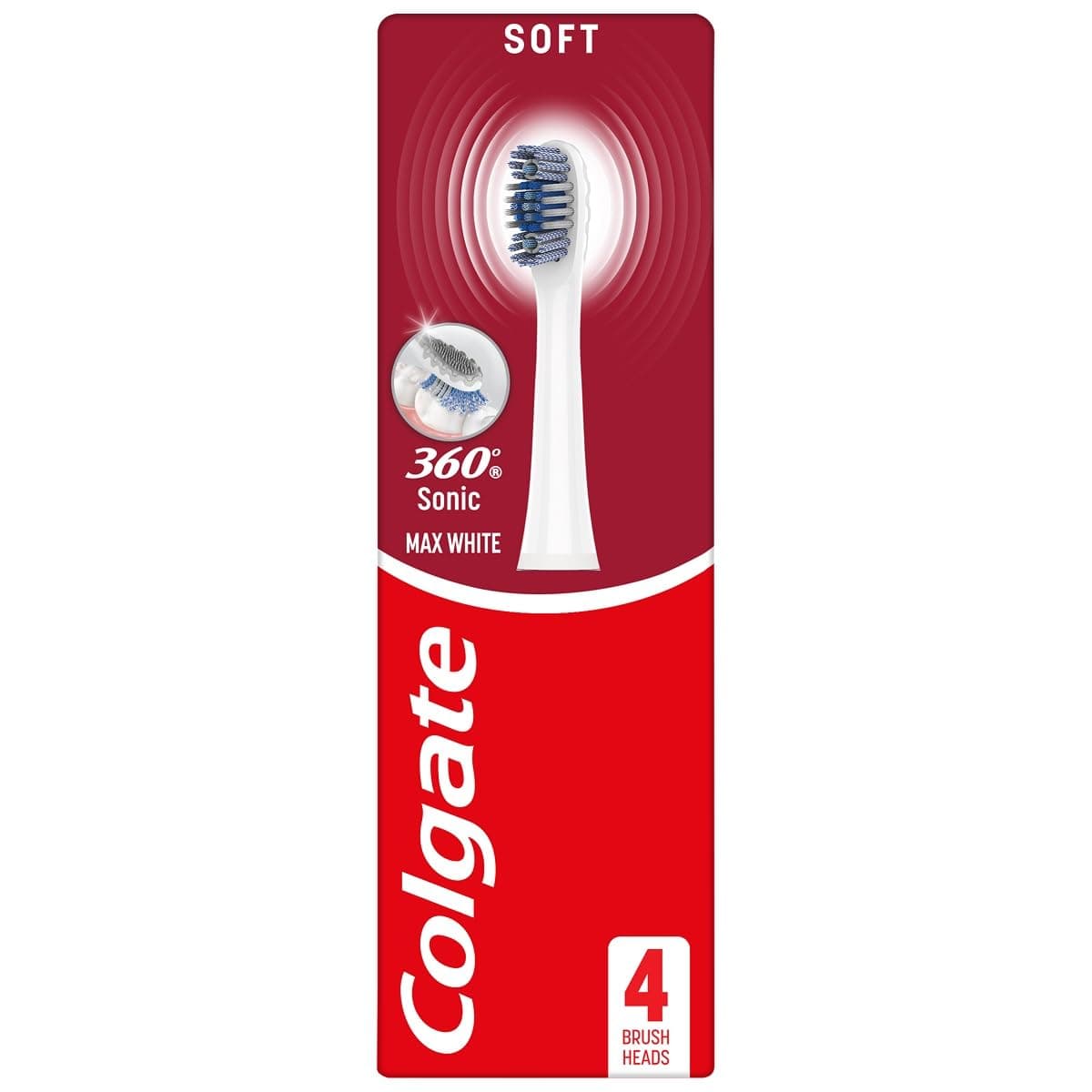Colgate 360 Sonic Max White Battery Powered Toothbrush Refills - Slim Tip Bristles - Soft Battery Toothbrush