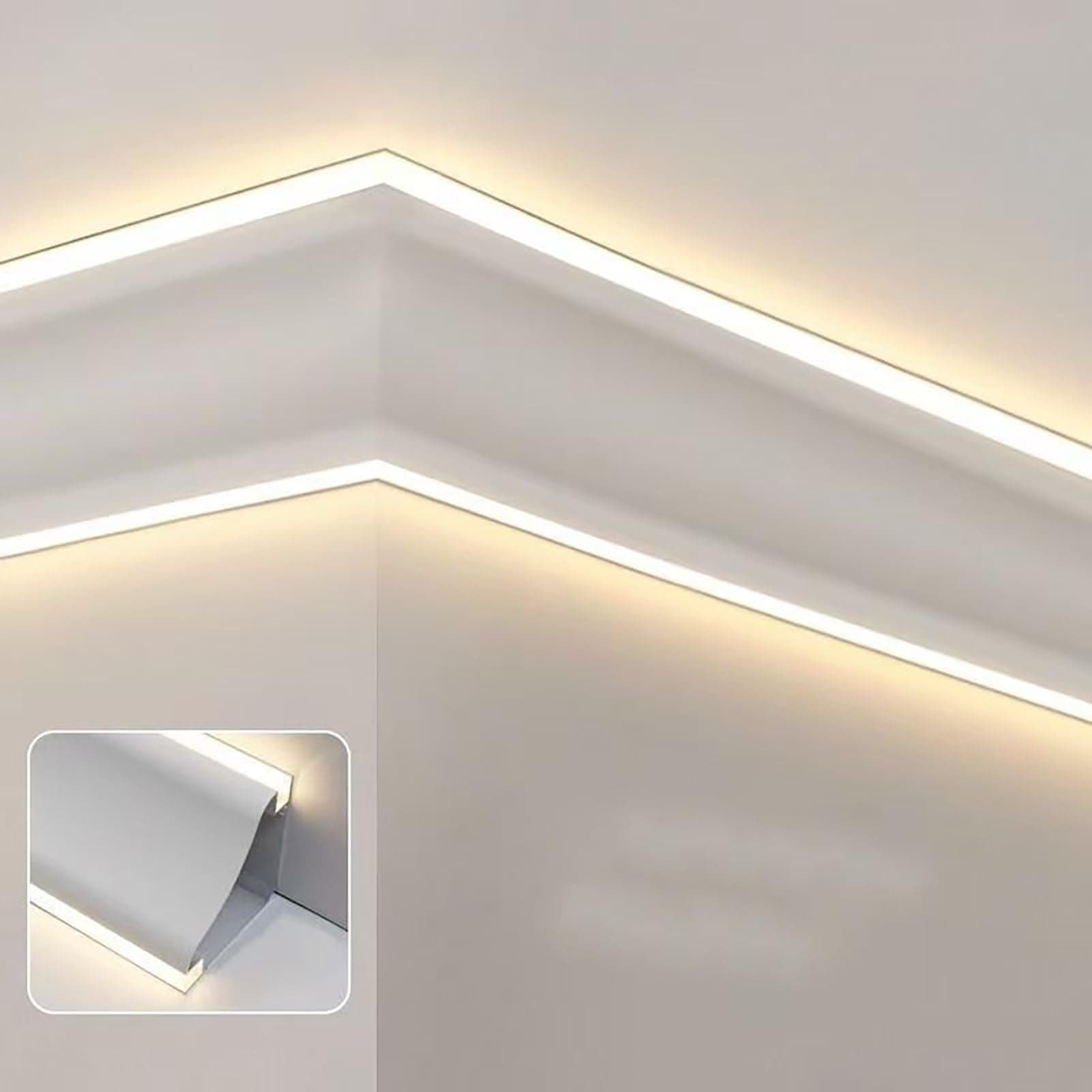 Crown Molding Led Indirect Lighting, Baseboard Led Strip Diffuser for Wall Corner or Ceiling, Surface Mounted Crown Moulding Without Led Strip(9.5m/31.2ft)