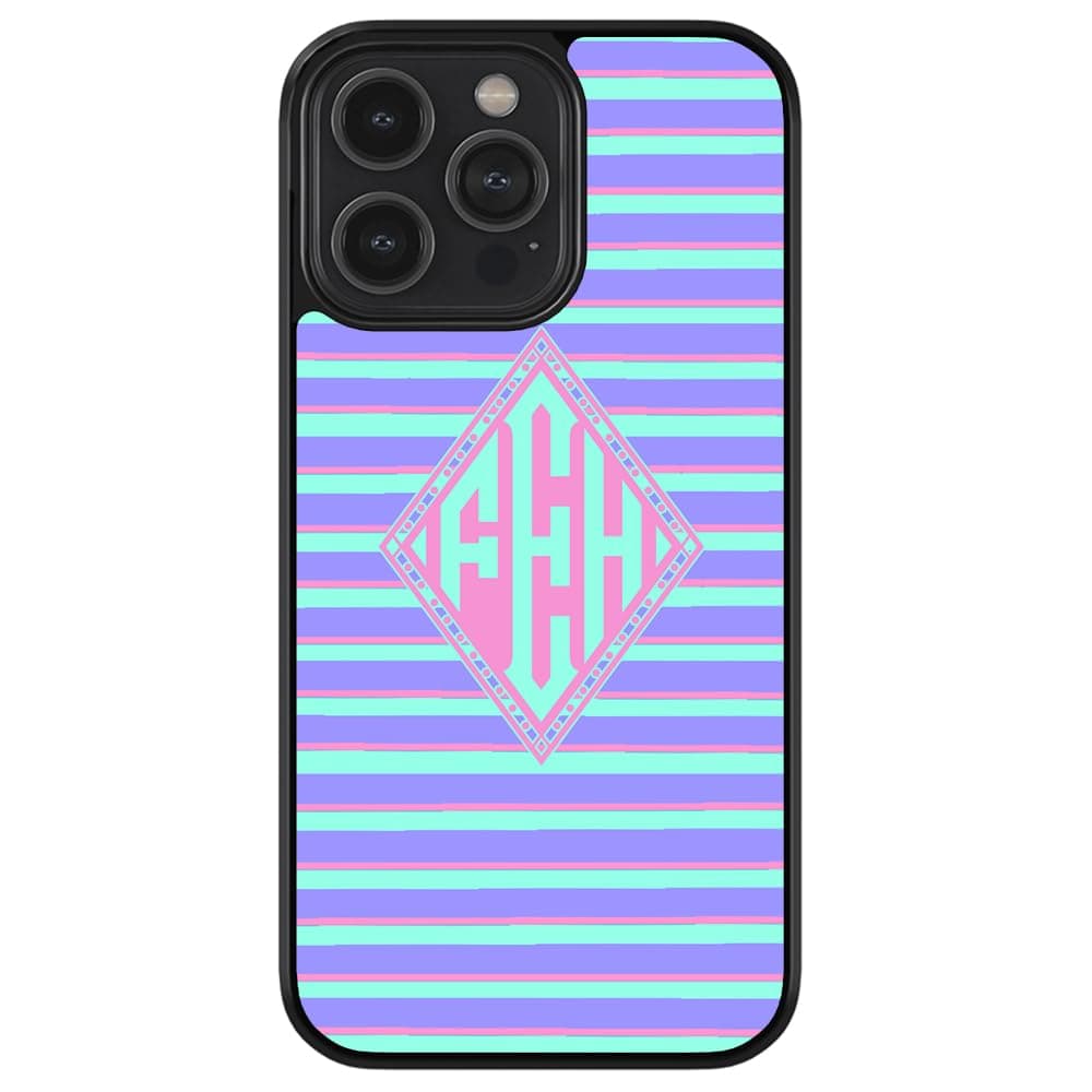 - Pink Pin Stripe Monogram Black Rubber Phone Case Compatible with Apple iPhone 17 Pro Max Air, 16 Pro Max Plus, 15 Pro Max Plus, 14 Pro Max Plus, 13 Pro Max Mini, 12, 11, X, 7