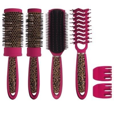 Scalpmaster Pink Leopard Brush Kit (6 Piece)