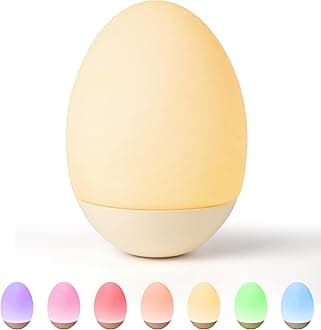 Baby Night Light for Nursery: Egg Touch LED Night Lights Stepless Dimming with Warm White and 7 RGB Colors Rechargeable Portable for Infant and Kids Bedroom Breastfeeding Sleep Aid Tap Lamp