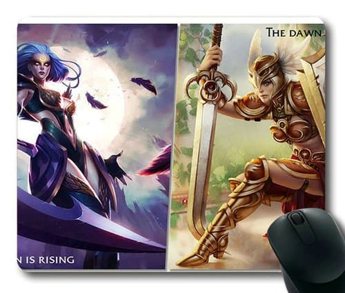 Popular Custom Designed Gaming Mouse Pad With Diana Vs Leona Wallpaper Non-Slip Neoprene Rubber Standard Size 9 Inch(220mm) X 7 Inch(180mm) X 1/8(3mm) Mousepad
