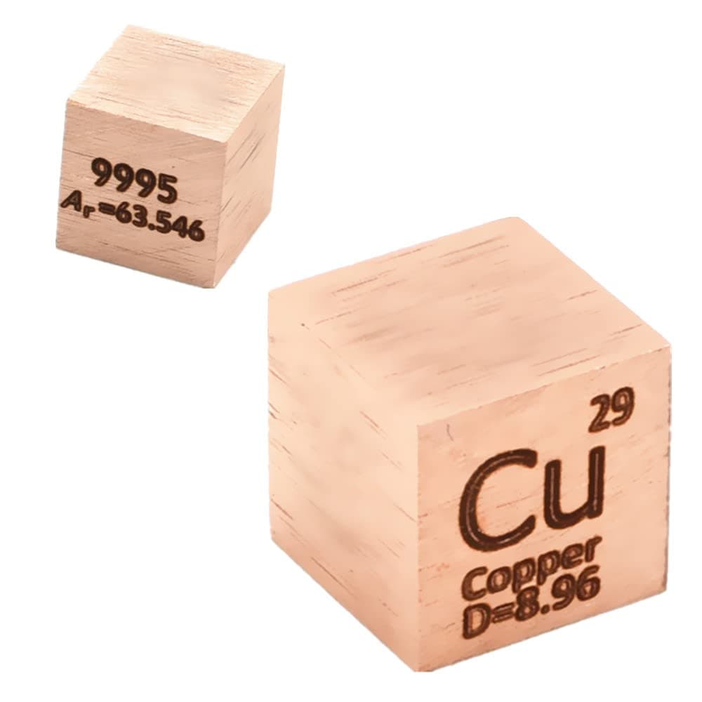 Copper Cube Cu 99.95% Element Cube Pure 10mm Density Cube for Element Collection Periodic Table Hunter, and More (0.39", Copper)