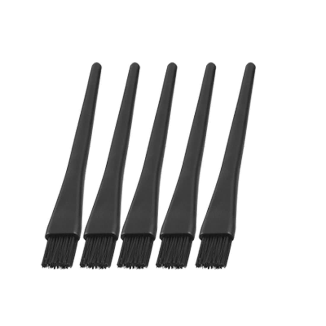 SVR - 5 Pcs 1.5 x 0.5cm Black Plastic Round Handle Anti Static ESD Brush for Mother Board/Pcb Cleaning Brush