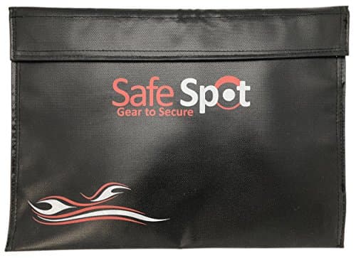 SafeSpot Fireproof Document Bag with Lock (15” x 11”) Diversion Hanger Hidden Safe with Waterproof Fire Resistant Locking Zippered Document Storage - Travel Safe for Money Passport Jewelry