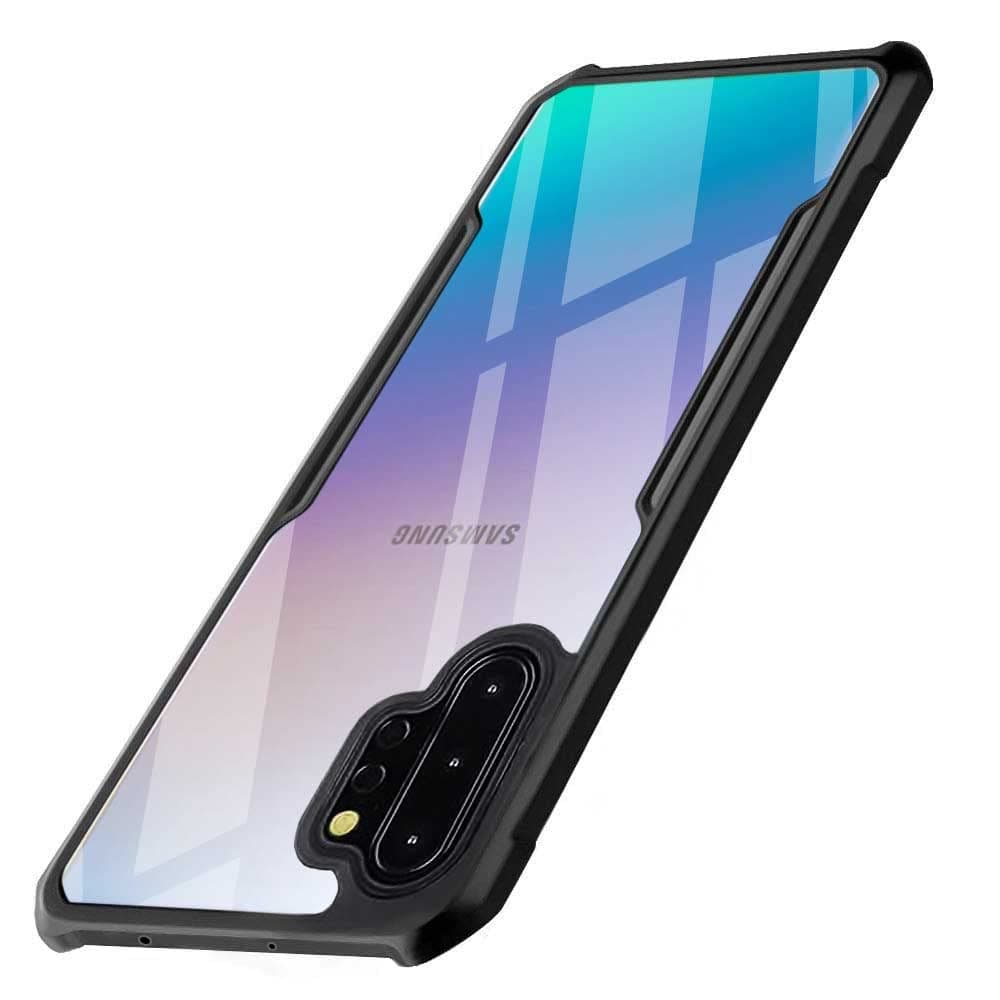 WOW IMAGINE Shock Proof Clear Back Cover Case Mobile Cover for Samsung Galaxy Note 10 Plus (Hard | Hybrid PC + TPU | Full Armour Device & Camera Protection | Black)