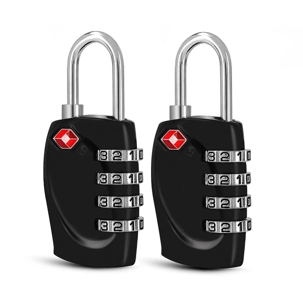 MAKINGTEC TSA Approved Luggage Locks with 4 Digit Combination Padlock Waterproof Resettable for Travel, Suitcases, Baggage, Gym, Lockers (Black, 2 Pack)