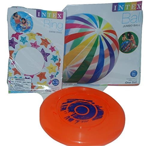 Beach and Pool Combo Fun Pack 42in Jumbo Beach Ball Water Ring and Frisbee Summer Fun in one Pack