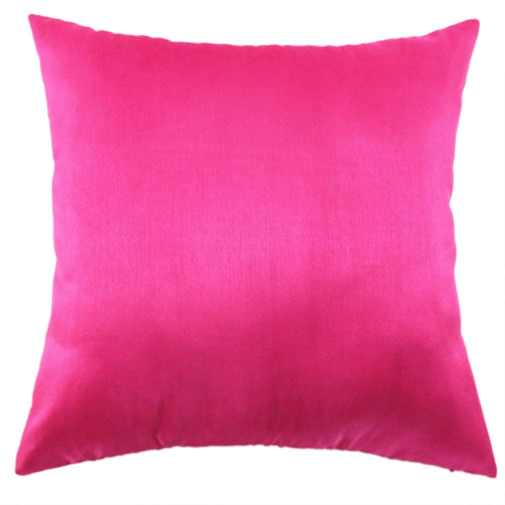 Nunubee Faux Silk Throw Pillow Covers Solid Pillowcase Home Decor Cushion Cover Hot Pink - 60x60 CM /23.6x23.6 Inch