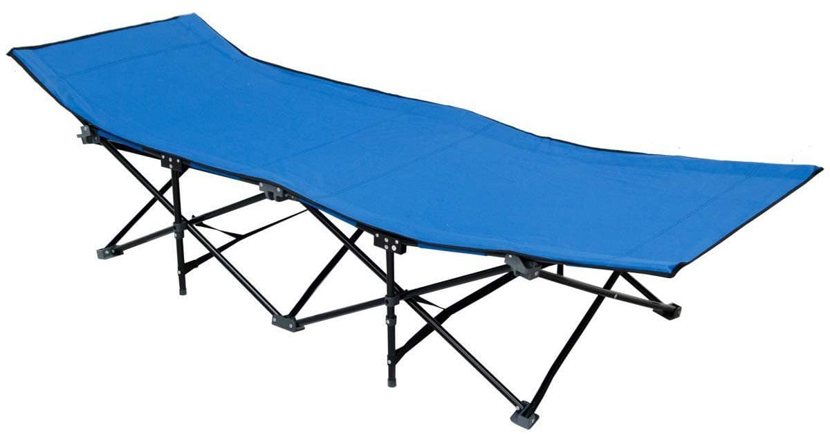 AMANKA camp bed sun lounger folding camping cot Light-blue steel frame 10 legs approx 190x70cm