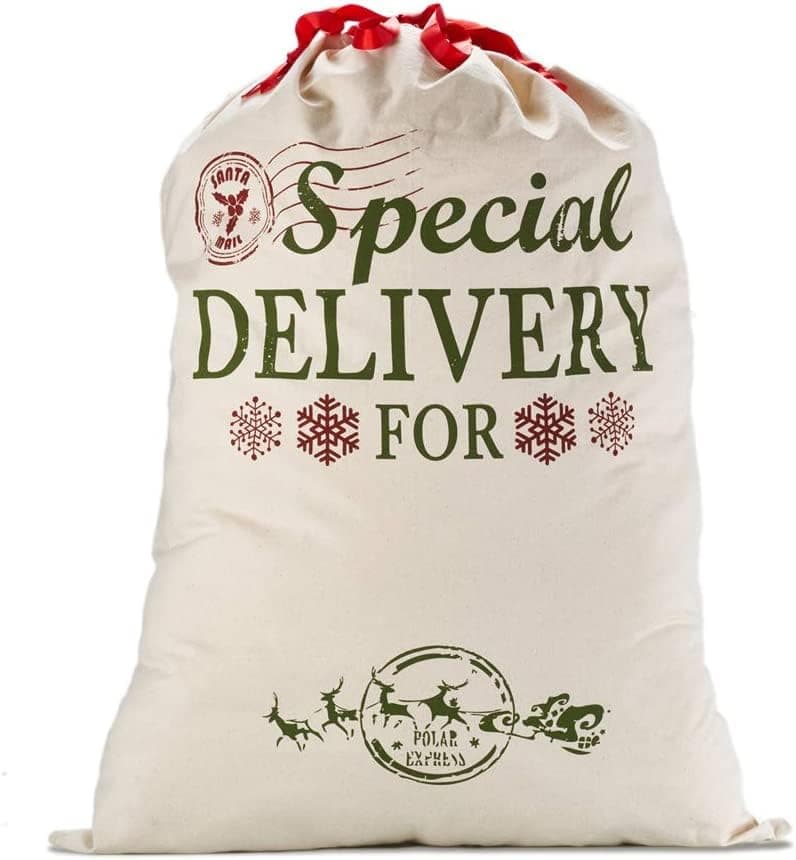 Christmas Gift Canvas Bags with Red Drawstring Extra Large 39.4" X 27.6" Santa Sacks for Xmas Stockings Presents Holder for Kids Boys Girls. (Extra Large)