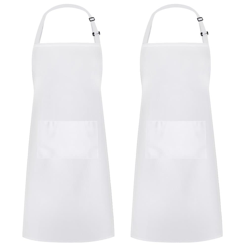 Syntus 2 Pack Adjustable Bib Apron Waterdrop Resistant with 2 Pockets Cooking Kitchen Aprons for Women Men Chef