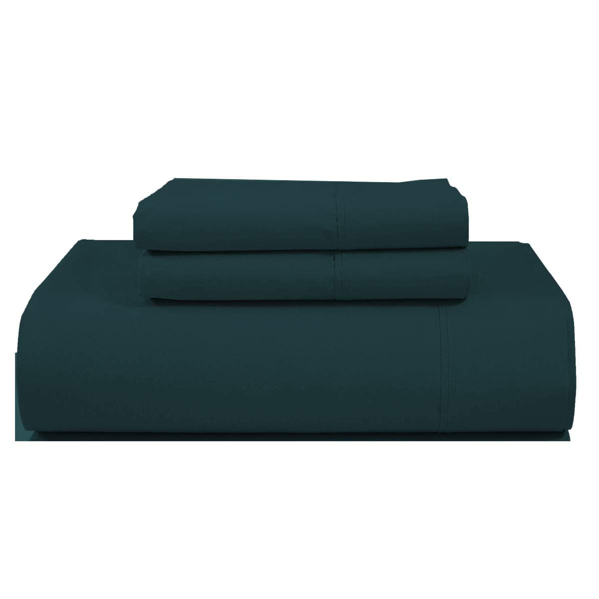 500-thread-count 3 Piece Fitted Sheet/Bottom Sheet Set 100% Pure Cotton Includes Fitted Sheet & 2 PC Pillowcase, Fits 41 cm inches Deep Pocket (Queen, Teal Solid)