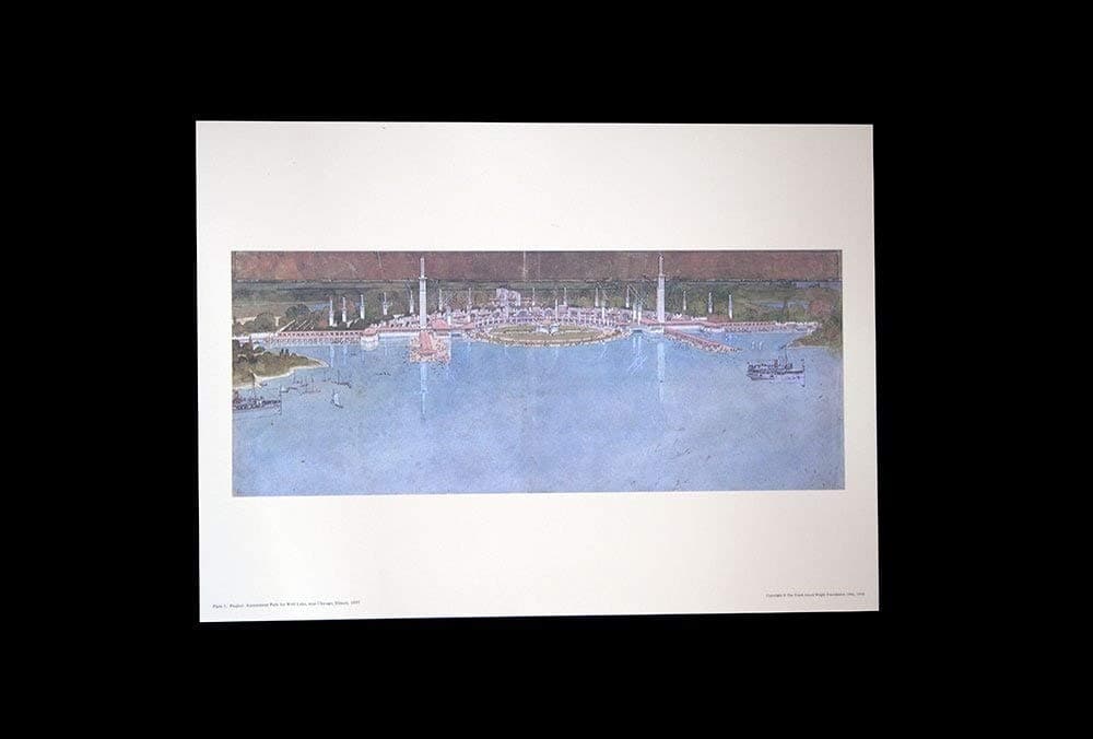 Frank Lloyd Wright (1867-1959) Lithograph Limited Edition, Numbered | Project: Amusement Park for Wolf Lake, Near Chicago, Illinois 1895 | Licensed Limited Edition by the FLW Foundation, 1942