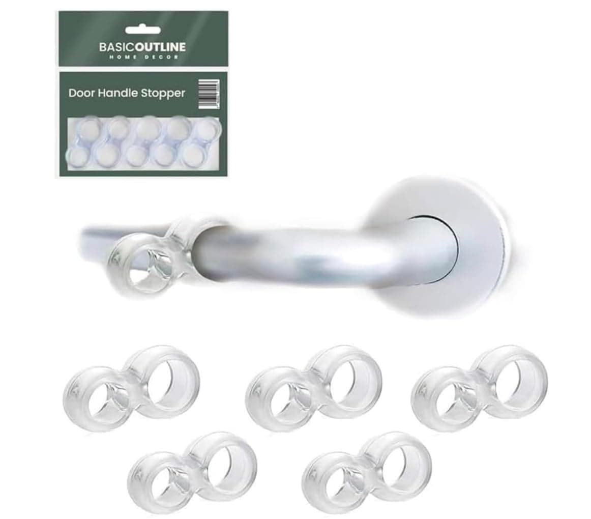 Door Stop Buffer Bumper Clear Rubber Door Stopper Easy to Install Silicone Lever Door Handle Stopper Protect Walls Glass and Furniture from Damage Door Slam Stoppers (Pack of 5)