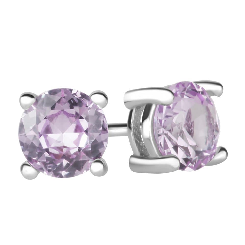 Sterling Silver Created Alexandrite Round Stud Earrings, Hypoallergenic