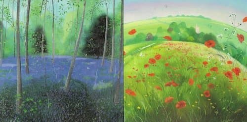 Notecards - 10 blank notelets in a box, 5 each of Poppy Field and Bluebell Wood - perfect as thank you cards