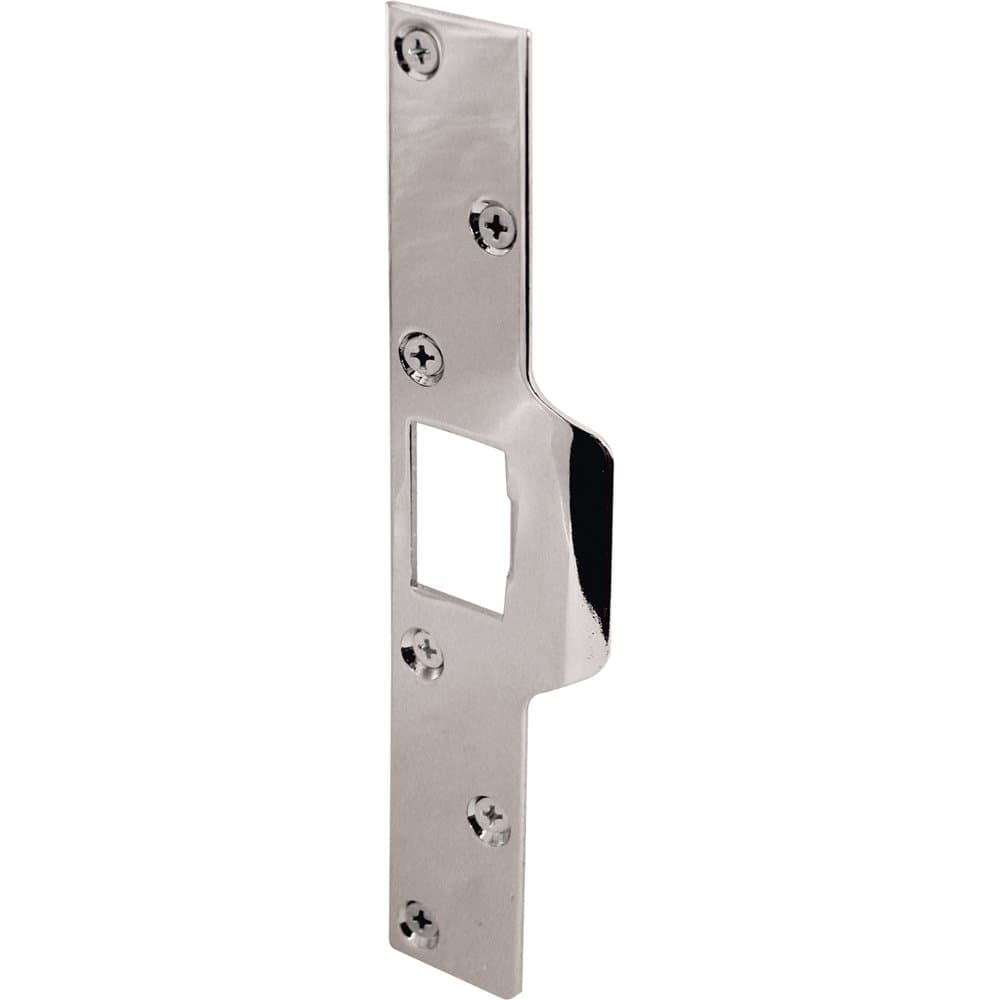 Prime-Line U 9476 Maximum Security Latch Strike, 1-1/4 in. x 7-7/8 in, Steel, Chrome Plated