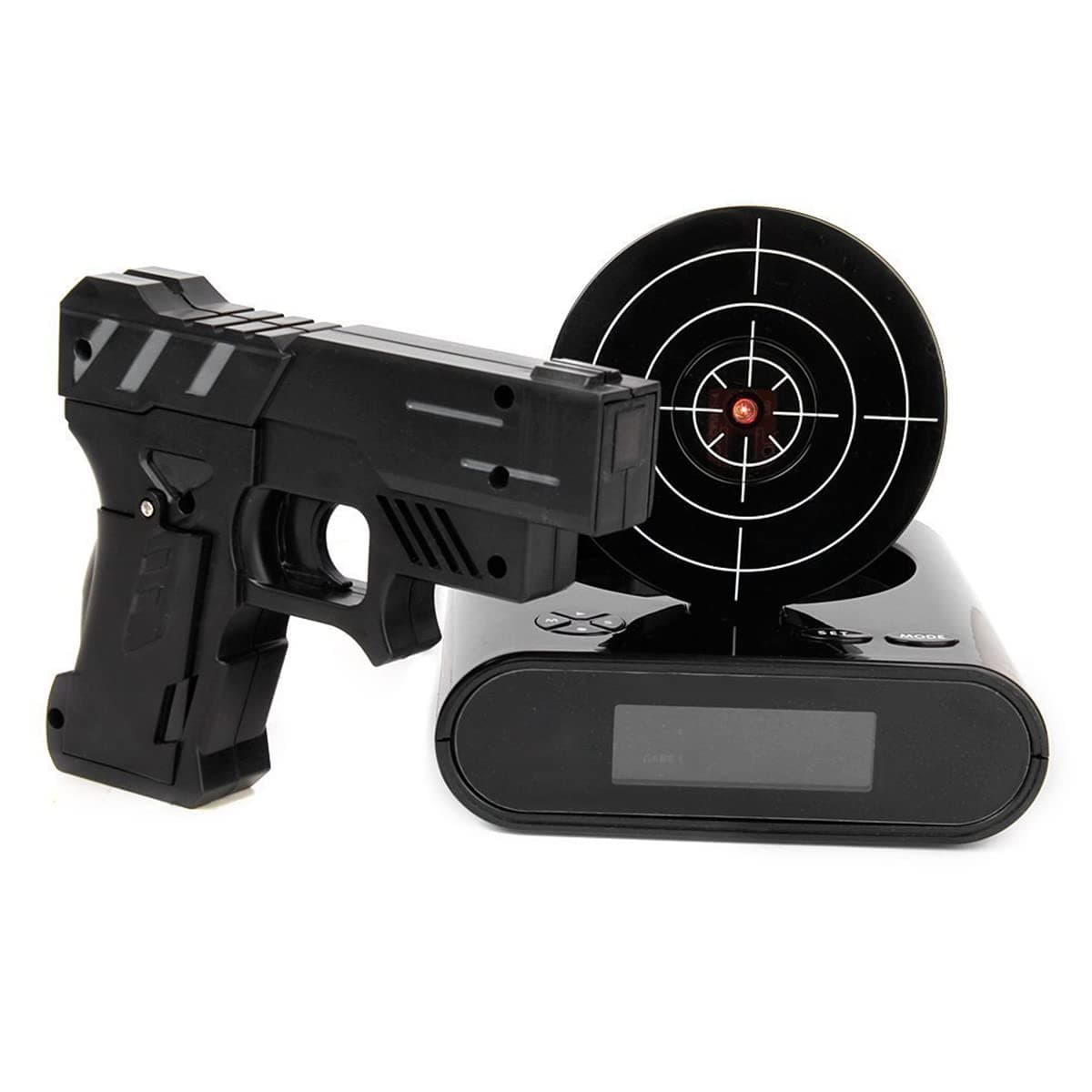 EC VISION Lock N' Load Gun Alarm Clock Target Alarm Clock Creative Clock (Black)