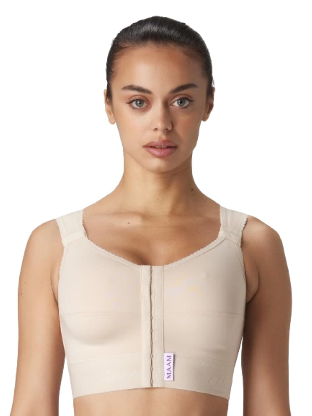 Maam, Post Op Compression Bra Front Close and 2" Elastic Band, VMN 120 M (Beige, Medium)