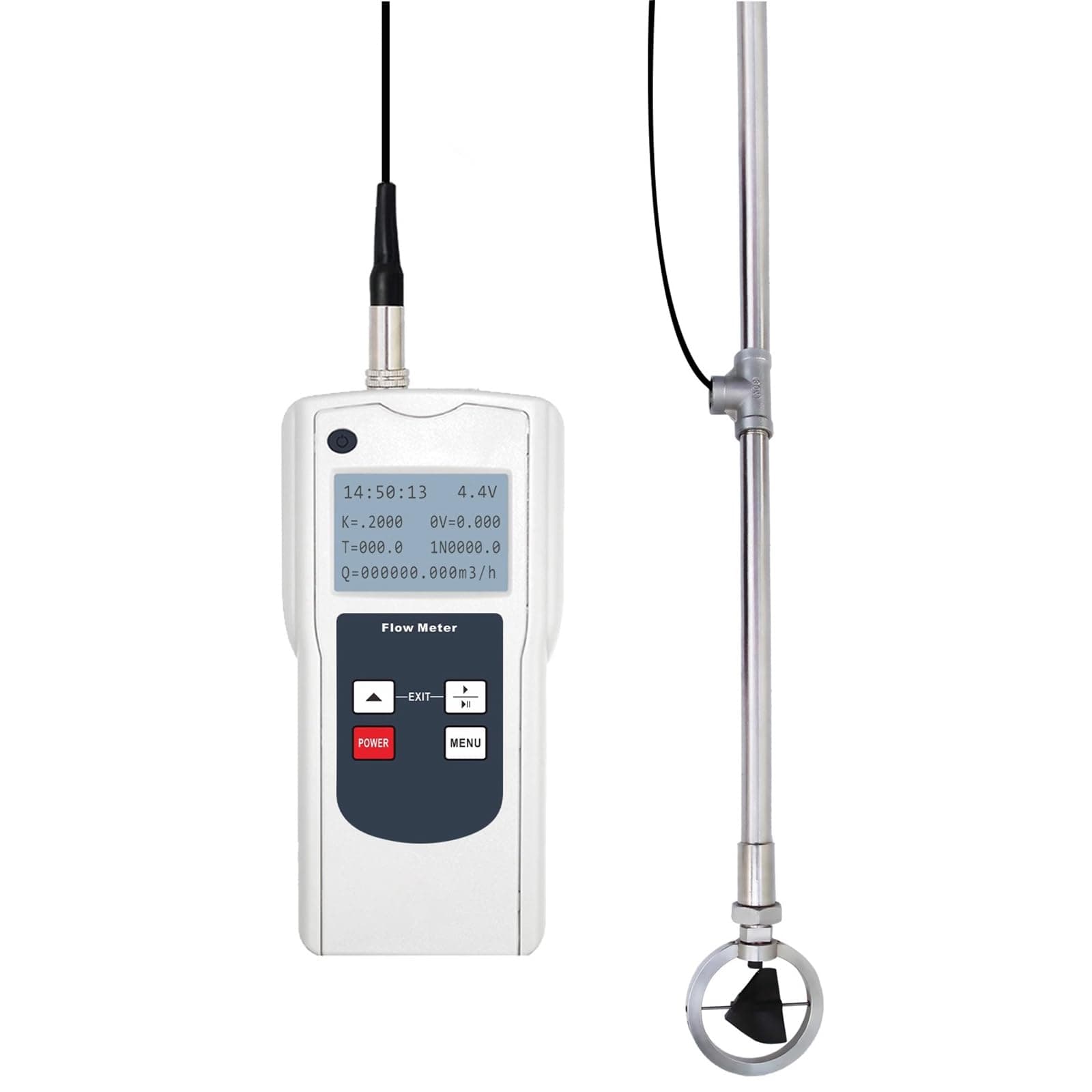 Portable Flow Rate Meter, Digital Water Velocity Tester, Range 0.01-5.00 M/s Error ≤ 1. 5%, for Open Channel Flow Rate and Flow Measurement in The Field