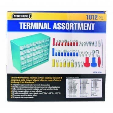 1012 Piece Electrical Connector Terminal Assortment Kit with Organizer Case 25 high-impact trays, 45 compartments by Storehouse