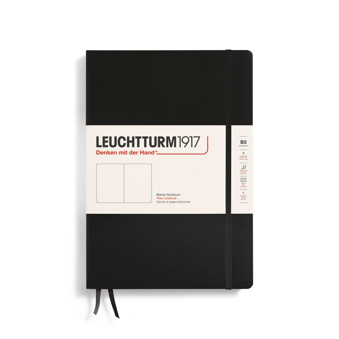 - Notebook Hardcover Composition B5-219 Numbered Pages for Writing and Journaling (Black, Plain)