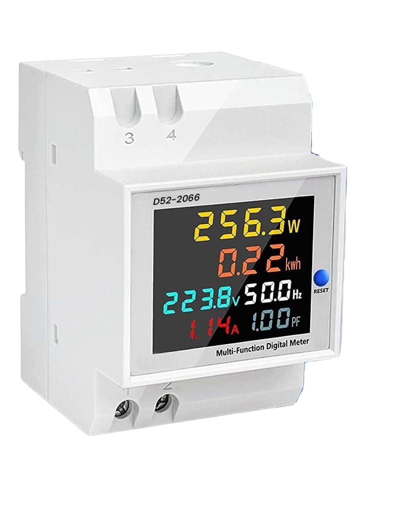 Serplex® Energy Meter, Voltmeter, 6 in 1 AC 40-300V 100A Watt Meter, Frequency, Active Power Factor, Current Ampere Voltage Monitoring Device with LCD Display, Power Consumption Meter,Digital Watt