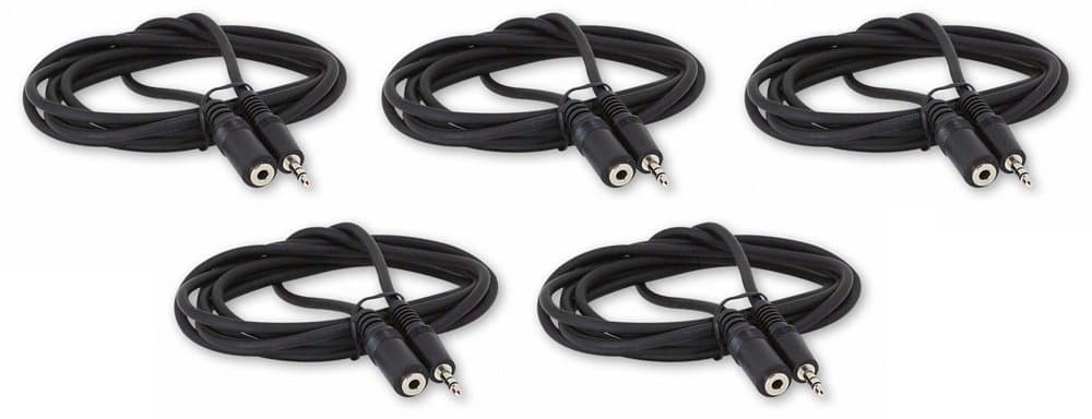 YCS basicsFive Pack Of YCS Basics 6 Foot 3.5mm Headphone Extension Cables Male/Female