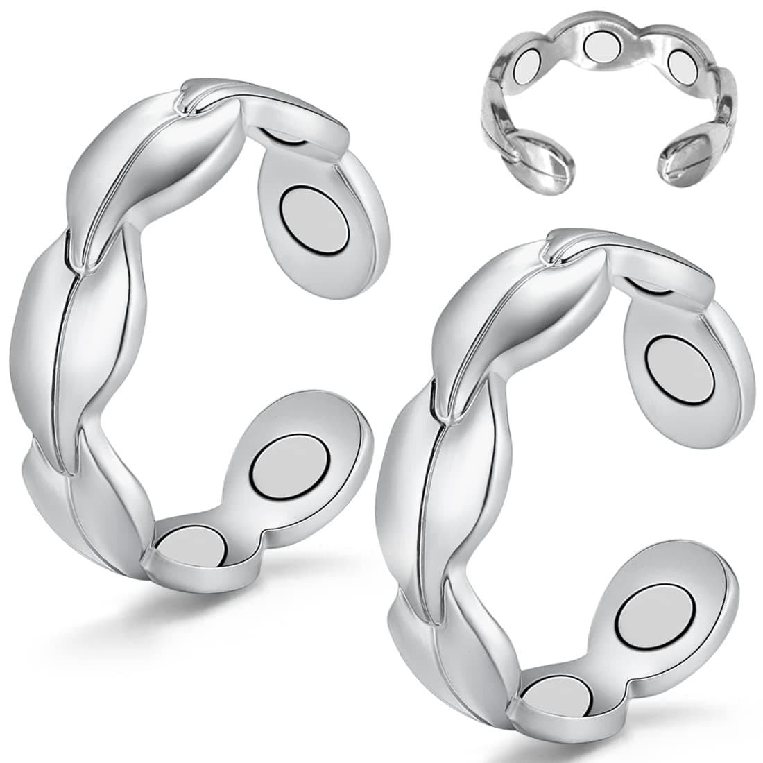 2PCS Copper Rings for Women Adjustable Solid Pure Copper Ring with Present Box