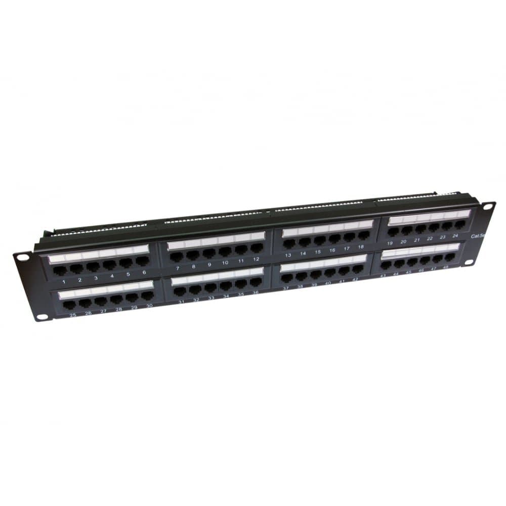 48 Port 2U Rack Mountable CAT5e Patch Panel - Support T568 A&B wiring & Easy installation