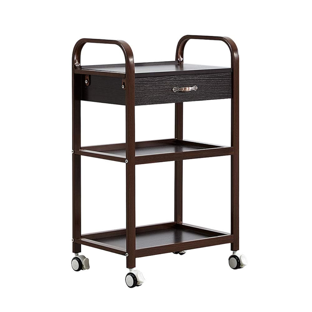 LIULIFE Kitchen Storage Serving Trolley Cupboard With Casters Wheels Kitchen Moving Serving Cart Rolling,Black-Drawer