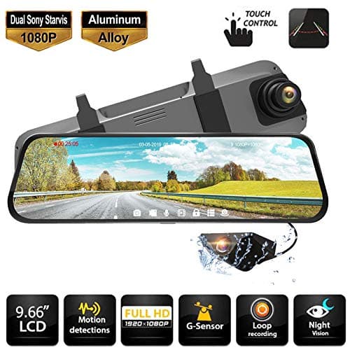 Spedal M9 E-Mirror Dash Cam Rearview Camera with Sony Starvis Lens, Full HD Dual Waterproof 1080P Front and Rear View Mirror,9.66" Full Touch Screen, G-Sensor, WDR and Night Vision
